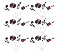 VICASKY 24pcs Music Theme Cake Toppers Set with Guitar and Musical Note Cupcake Picks, Paper Dessert Inserts for Birthday, Wedding, and Anniversary Party Decorations