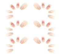 VICASKY 24pcs Reusable Press Nails Short Coffin Acrylic False Nails with Icy Transparent Shine and Ballet Flower Design for Women