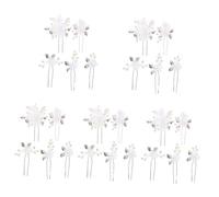 VICASKY 25 pcs Silver Floral Wedding Hairpins Bridal Pearl Hair Accessories for Bridesmaids Flower Zinc Alloy Resin