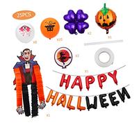 VICASKY 25Pcs Halloween Balloon Set Latex Balloons Happy Halloween Banner for Party Decorations Reusable Quality for Home Garden Bar Celebrations