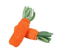 VICASKY 2pc Carrot Shaped Molar Safe Chewing Oral Care Tool for Hamsters Rabbits Durable Loofah Material for Playtime Teeth Cleaning Orange