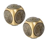 VICASKY 2pcs 36mm Six-Sided Embossed Brass Baoding Balls for Hand Exercise and Stress Relief, Traditional Metal Hand Therapy Balls for Arthritis and Relaxation at Home Or Office