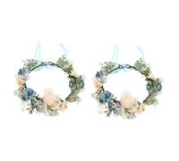 VICASKY 2pcs Adjustable Artificial Flower Pet Collar Lightweight Ribbon Strap Decorative Wedding Dog Wreath for Photo Props and Special Occasions
