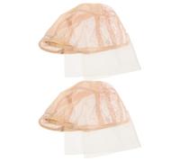 VICASKY 2pcs Adjustable Beige Lace Wig Skull Cap with Elastic Drawstring and Full Coverage, Invisible Design for Realistic Wig Styling and Comfortable Wear in Summer Allday Scenarios