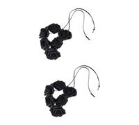 VICASKY 2pcs Adjustable Black Rose Bridal Hair Wreath Floral Headpiece with String for Wedding Festival Party Elegant Flower Girl Crown Accessories