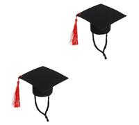 VICASKY 2pcs Adjustable Mini Graduation Cap for Small Pets Large Decorative Hat with Tassel Comfortable Guinea Pig and Hamster Photo Prop for Parties and Celebrations