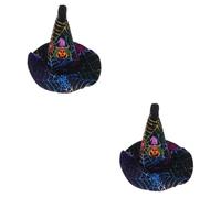 VICASKY 2pcs Adjustable Pet Halloween Hat with Witch Hat Spider Web Pumpkin Design Soft Comfortable Fabric for Cats and Dogs Festive Cosplay Party Headwear for Christmas Birthday Photo