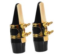 VICASKY 2pcs Alto Saxophone Mouthpieces with Gold Ligature Black Plastic Design for Versatile Compatibility Enhanced Airflow and Smooth Playability Suitable for Jazz Classical Beginner