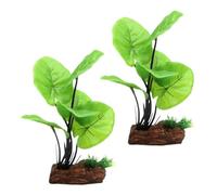 VICASKY 2pcs Artificial Aquarium Plants Green Plastic Taro Leaves Simulation Plant Fish Tank Decoration Lifelike Aquatic Landscape for Freshwater Saltwater Tanks