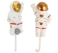 VICASKY 2Pcs Astronaut Wall Mounted Hooks Premium Resin Sticky Adhesive Coat Hangers Compact Sundries Organizer for Towels Keys Hats Items Bedroom Kitchen Bathroom