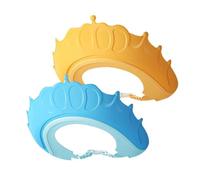 VICASKY 2pcs Baby Shower Cap and Toddler Hair Washing Shield Adjustable Bath Visor for Children, Protecting Eyes and Ears Soft Material, Blue and Yellow Set for Newborn Hair Shampoo