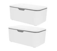 VICASKY 2pcs Baby Wipe Holder and Reusable Wipes Dispenser Box with Lid, Dustproof Sealed Wet Tissue Storage Container for Nursery and Travel, Gray