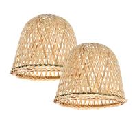 VICASKY 2pcs Bamboo Lampshade Ceiling Light Shade Light Covers Replacement Handmade Light Cover Lantern Decor Rattan Pendant Lights Pendant Light Lamp Shade Bamboo Weaving to Weave Basket