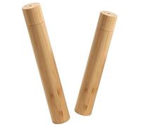 VICASKY 2pcs Bamboo Toothbrush Holder Case with Ventilated Drying and Lightweight Design, Portable Tube Container for School and Workplaces, Natural Charm Travel Toothbrush Storage