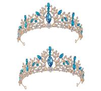 VICASKY 2pcs Baroque Rhinestone Crown Headdress Elegant Wedding Bridal Hair Accessory Lightweight Party Headwear for Bride Birthday Celebration