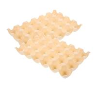 VICASKY 2pcs Beige Pp Egg Organizer for Refrigerator with Stackable Slim Compact Design and Groove Grids, Keeps Refrigerator Organised and Eggs Not Easy to Break, for Kitchen Storage