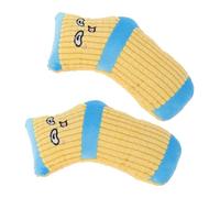 VICASKY 2pcs Bite-resistant Yellow Plush Cartoon Sock Dog with Squeaker, Chew and Teething for Small Puppies, Interactive Pet Plaything for Boredom Relief