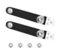 VICASKY 2pcs Black Cowhide and Steel Buckle Extender Straps for Accordion Bellows, Easy Installation, Sturdy Design, for Concert and Practice Use by Accordion Lovers