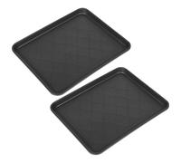 VICASKY 2pcs Black Plastic Shoe Tray Multi-purpose Boot and Pet Food Mat Indoor Outdoor PP Material Storage Plate for Porch Hallway and Garden