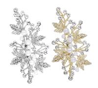 VICASKY 2pcs Bling Hair Clips Rhinestone Hair Pins Bridal Leaf Head Piece Wedding and Party Accessories