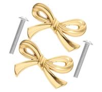 VICASKY 2pcs Bowknot Shaped Cabinet Knobs Made of Brass, Practical and Easy to Install Decorative Furniture Handles for Cabinets and Bookcases in Golden Finish