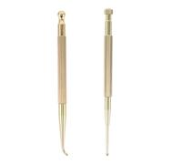 VICASKY 2pcs Brass Ear Acupressure Pen Set Spring-loaded and Fixed Tips, 12.5cm Ear Massage Tool for Trigger Point and Facial Massage, Portable Acupuncture Stick for Home and Travel