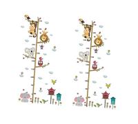 VICASKY 2pcs Cartoon Zoo Animals Height Measure Wall Decals for Boys and Girls Rooms Easy to Apply Growth Chart Ruler Stickers for Nursery and Playroom Decor Material
