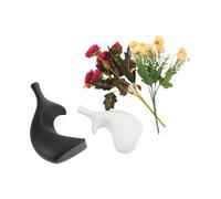 VICASKY 2pcs Ceramic Heart Vase Black and White for Dried Flowers Compact Modern Decorative Centerpieces for Desk Bookshelf Table Home Accent