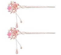 VICASKY 2pcs Chinese Hair Chopsticks for Women with Double Flower Design Handcrafted Alloy and Resin Hair Styling Pins Comfortable Wear for Celebrating Cultural Traditions and Cosplay