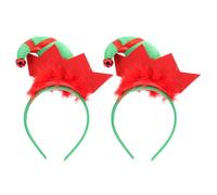 VICASKY 2pcs Christmas Decorative Headband Festive Bell Details for Party Costumes Includes Striped Clown Hats for Women Holiday Wear