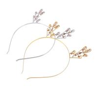 VICASKY 2Pcs Christmas Reindeer Antler Headbands Hair Accessories for Women and Gold Silver Metal Hairbands Comfortable Fit Festive Holiday Party Decor