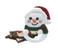 VICASKY 2pcs Christmas Teether Set, Soft Food-Grade Silicone Teeth Grinding Stick, Molar Rods Reindeer and Snowman Design, Soothing Gum Relief for Infants