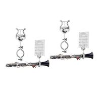VICASKY 2pcs Clarinet Accessories Set Lyre Clip Music Book Clamp Marching Band Lyre Holder Metal Sheet Music Clip