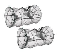 VICASKY 2pcs Collapsible Nylon Fishing Trap Net Portable Shrimp Catcher Cage for Crab Crawfish Fish Outdoor Aquaculture Foldable Durable Minnow Bait Cage