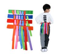 VICASKY 2pcs Colorful Pull Tails Educational Training with Hook and Loop Straps for Outdoor Kindergarten Games Enhancing Hand-eye Coordination and Social Skills Green Belt Tails