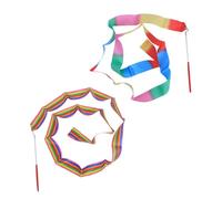 VICASKY 2pcs Colorful Rhythmic Gymnastics Ribbon for Flame Stitching Lightweight Dancing Streamers for Twirling Training Chinese Dance Circus Skills Marching Band Use