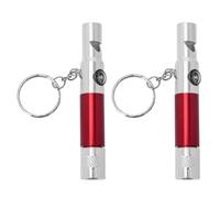VICASKY 2pcs Compass Whistle with Flashlight Red Aluminum Alloy for Hiking | 4 in 1 Design, Key Ring Included, Emergency Kits and Backpacks, Halloween Night Walking