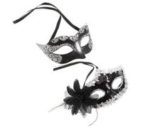 VICASKY 2pcs Couple Masquerade Masks Set Silver Plastic Half Face Venetian