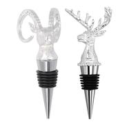 VICASKY 2pcs Creative Alloy Wine Bottle Stoppers Decorative Deer Antelope Head Plugs Easy Insert Remove Red Wine Preservation Sealing Plugs for Standard Bottles