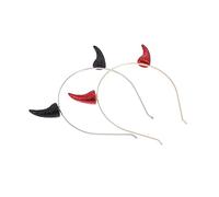 VICASKY 2pcs Devil Horn Hair Hoops Halloween Costume Headdress for Women Black Red Headdress for Cosplay Parties Festivals Charming Creative Accessories