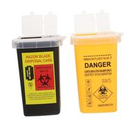 VICASKY 2pcs Disposal Containers Plastic Waste Recycle Boxes for Tattooing and Use Compact Sharps Buckets in Yellow and Black for Safe Blade and Storage