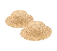 VICASKY 2pcs DIY Craft Supplies Small Woven Round Top Hat Ornaments for Creative Projects for Mini Gardens and Doll Accessories