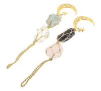 VICASKY 2pcs DIY Woven Crystal Stone Car Hanging Ornament Handmade Wall Decor Elegant Rear View Mirror Decoration Stylish Vehicle Interior Accessory with Pink Amethyst White Crystal