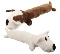 VICASKY 2pcs Dog Chewing for Aggressive Chewers, Bite Resistant Plush Interactive Molar for Puppy Teething Training, Brown and White Simulated Dachshund Pet Playthings
