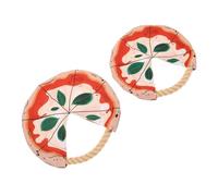 VICASKY 2pcs Dog Flying Disc Pizza-shaped Outdoor Training Toy Cotton Rope Chew Toy for Dogs and Puppies Interactive Fetch
