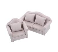 VICASKY 2pcs Doll House Model Couches Mini Furniture Models Play House Dollhouse Fabric Sofa Dollhouse Couch Simulation Upholstered Miniature Living Room Furniture Cloth Pink