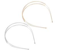 VICASKY 2pcs Double Layer Rhinestone Headbands Durable Sparkly Bridal Hair Accessories for Wedding Birthday Flower Comfortable Fit Gold Silver