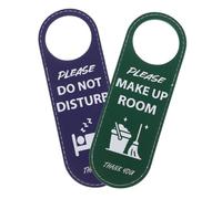 VICASKY 2pcs Double Sided PU Leather Door Sign Do Not Disturb and Please Make Up Room Hanging Door Knob Signs for Hotels Apartments Office Privacy and Cleaning Efficiency