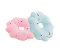 VICASKY 2pcs Durable Plush Dog Donut Chew Squeaky Soft Pet Teething for Dogs and Cats Easy to Clean Interactive Molar Pink and Blue