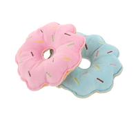 VICASKY 2pcs Durable Plush Donut Dog Chew for Dogs and Puppies Resistant Pet for Teeth Grinding and Interactive Play Easy to Clean Pink Blue